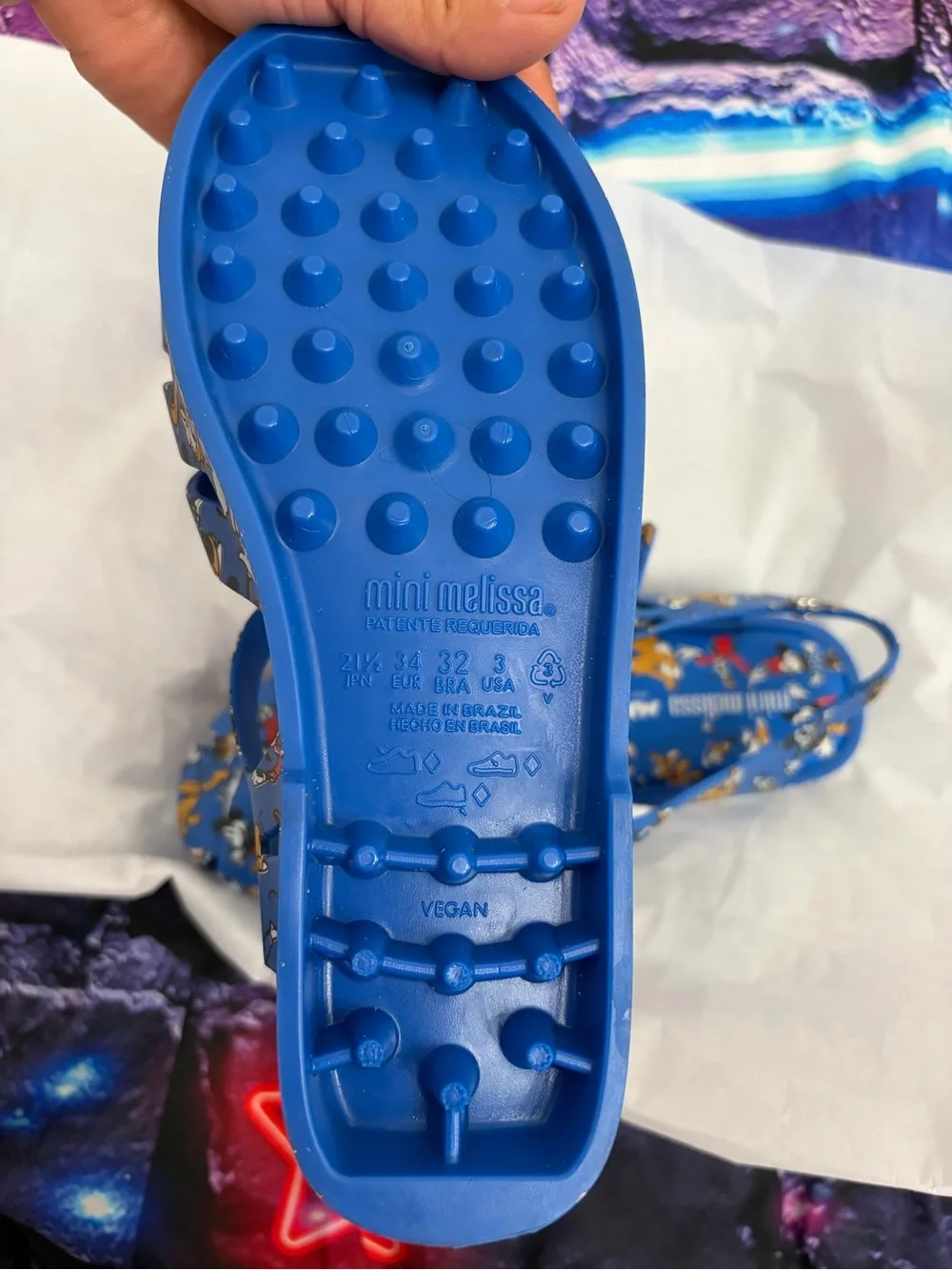 Mini Melissa disney girls  Blue Cartoon Jelly Sandals size 13